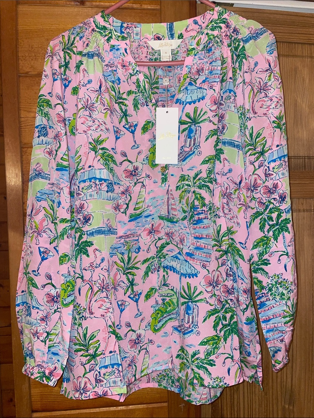 Lilly Pulitzer silk Elsa top in conch shell pink
